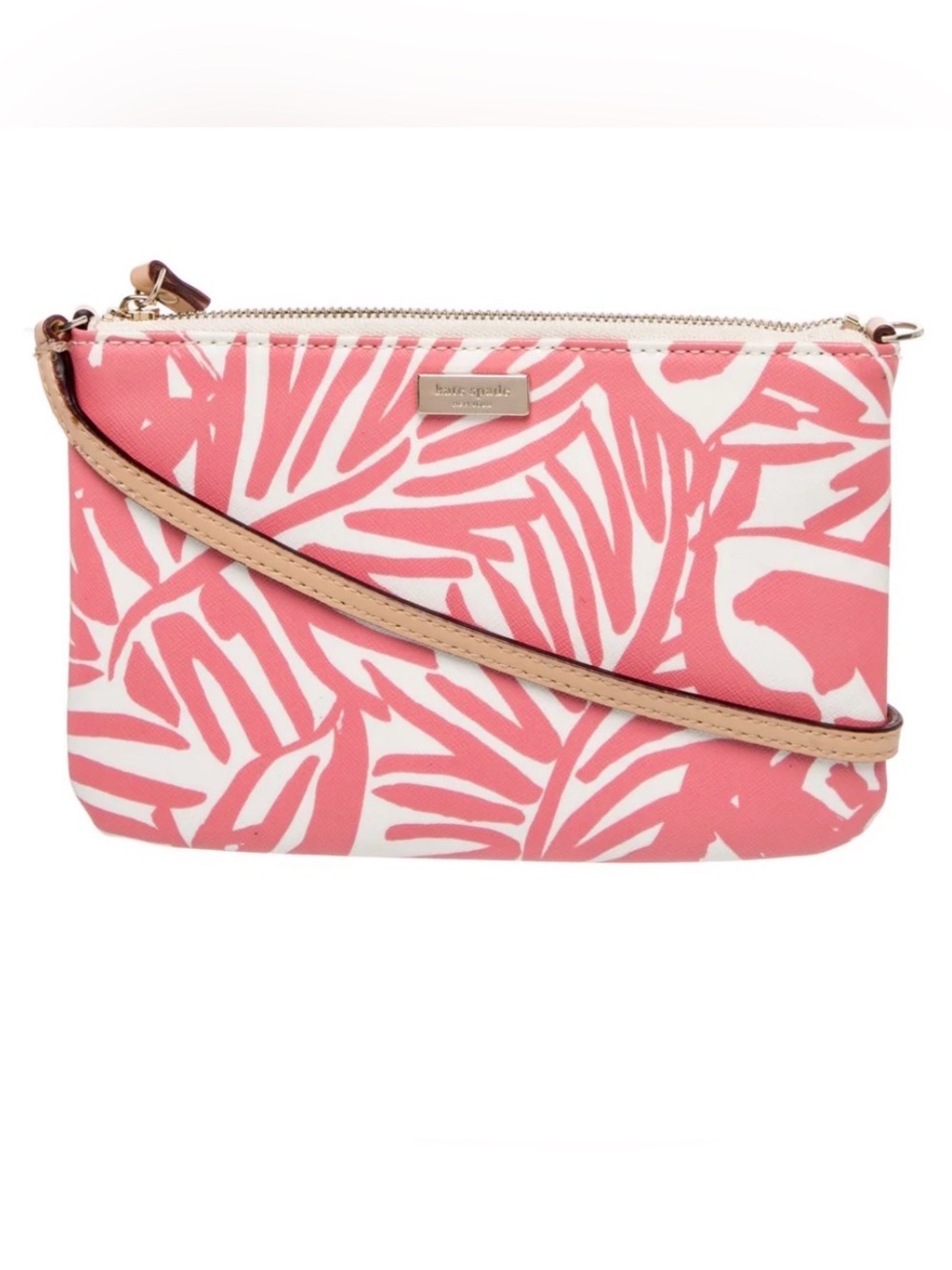 Kate Spade Grant Street Grainy Vinyl Lolly Wristlet Pink Chalk Summer Travel